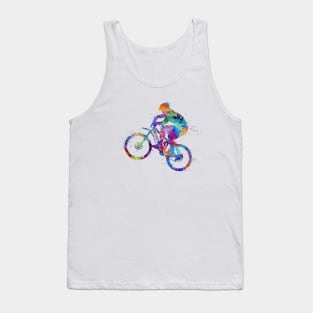 Boy Mountain Bike Cycling Watercolor Sport Tank Top